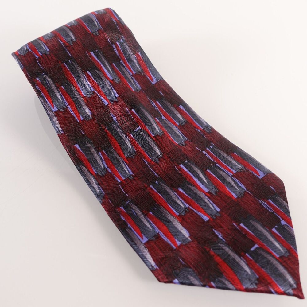 J. Garcia Mens Tie Necktie Paris in the Rain Collection Fifteen 100% Silk Red